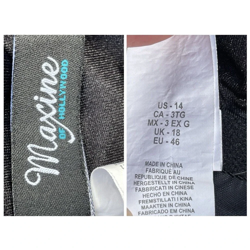 One Piece Swimsuit Sz 14 High Neck Tummy Control Shimmer Print Black Blue Resort